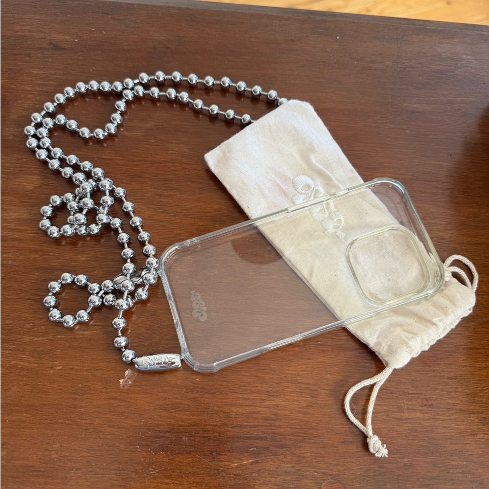 Ossa Ballchain Rhodium Crossbody + Ossa Clear case for iPhone 16 Pro